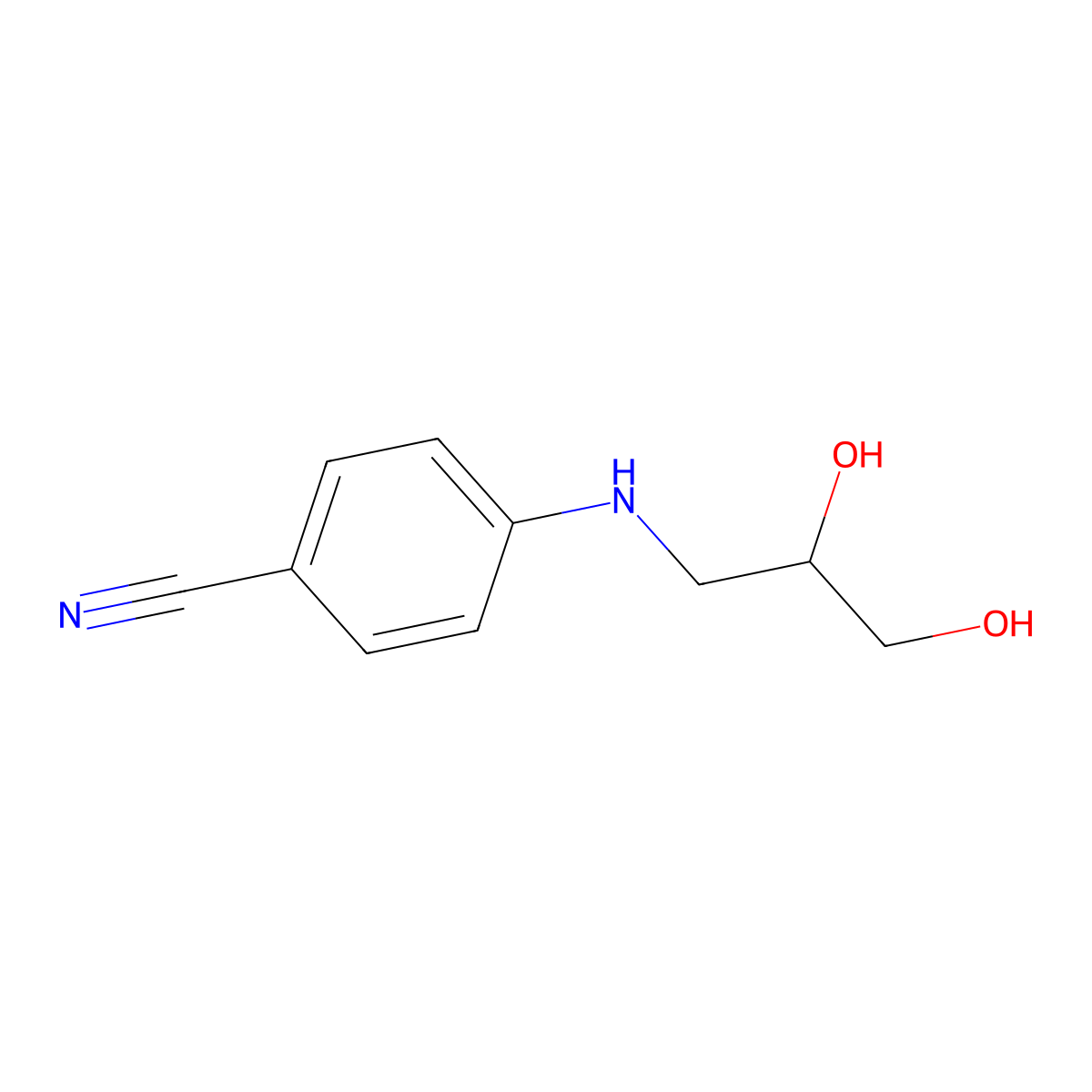 p-(N-2,3-dihydroxypropylamino)benzonitrile molecular structure, CAS 167364-16-1