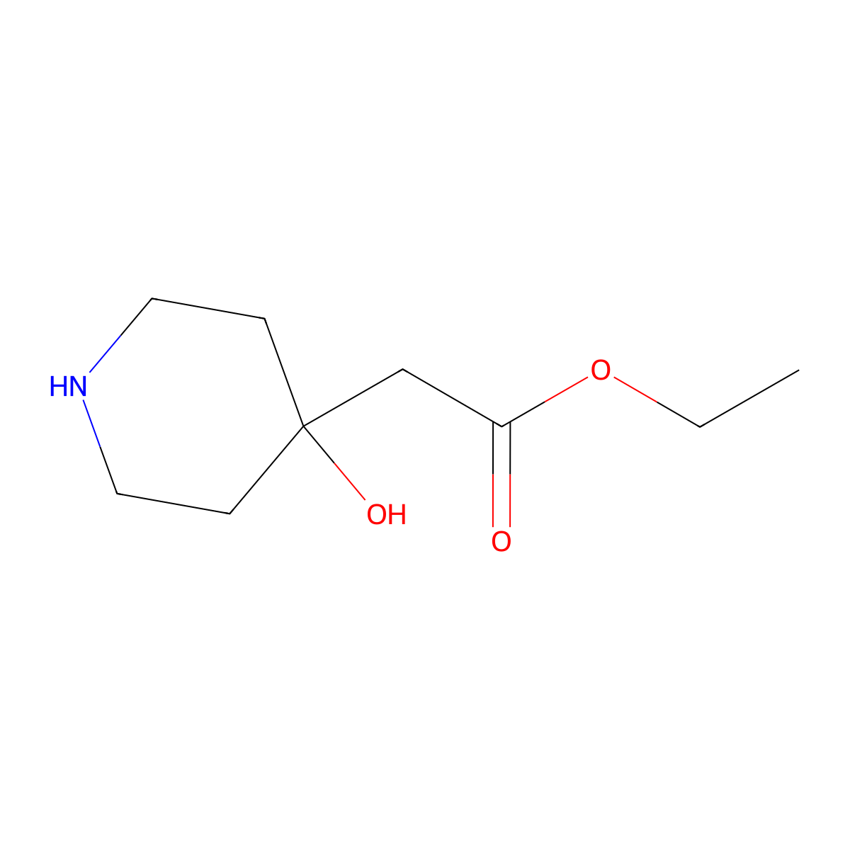 Ethyl 2-(4-hydroxypiperidin-4-yl)acetate molecular structure, CAS 167364-28-5