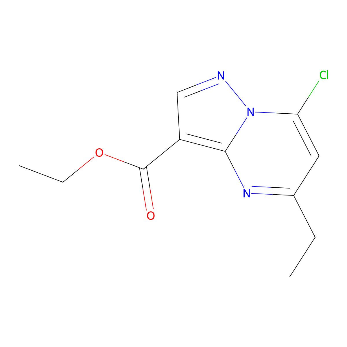 Ethyl 7-chloro-5-ethylpyrazolo[1,5-a]pyrimidine-3-carboxylate molecular structure, CAS 167371-91-7
