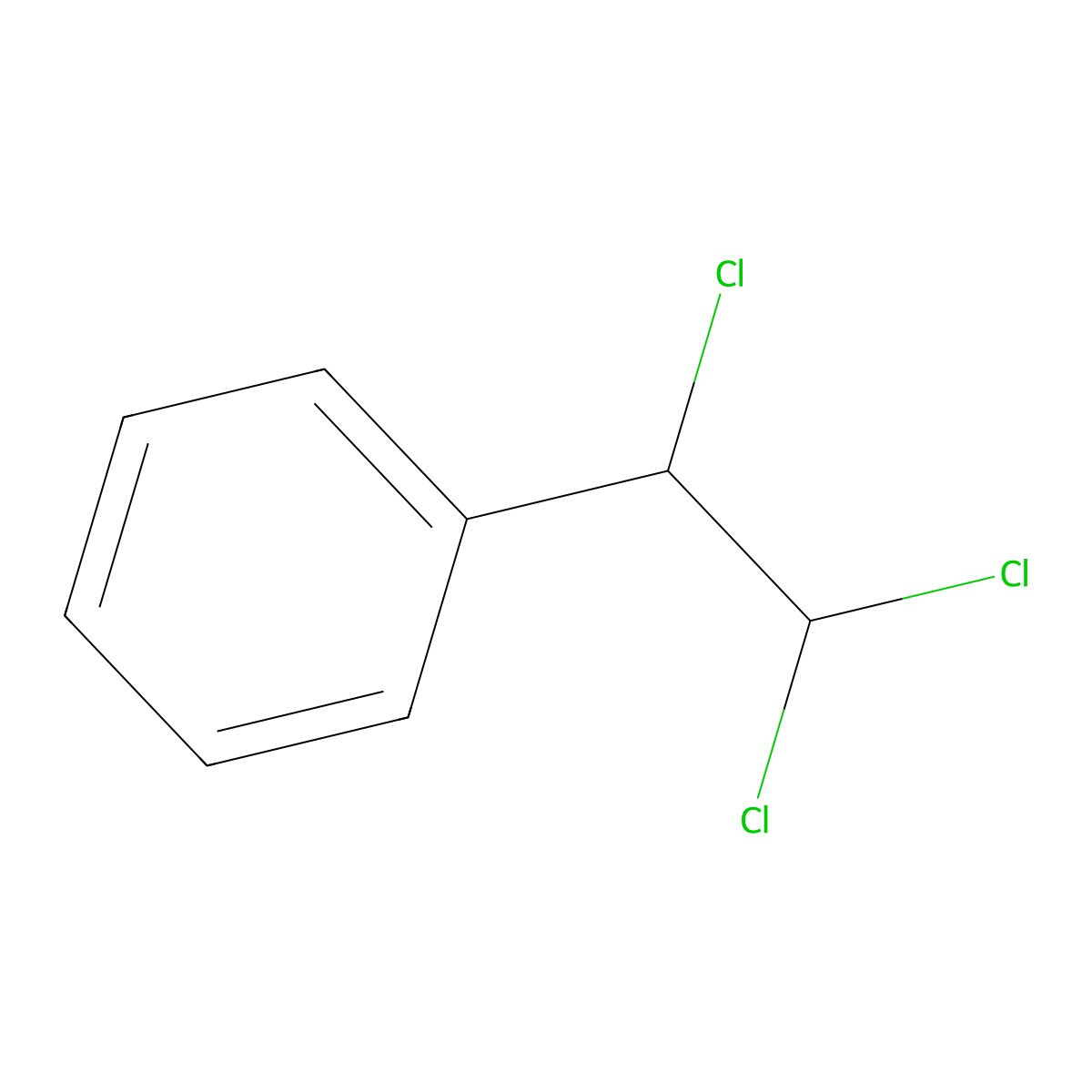 (1,2,2-Trichloroethyl)benzene molecular structure, CAS 1674-29-9