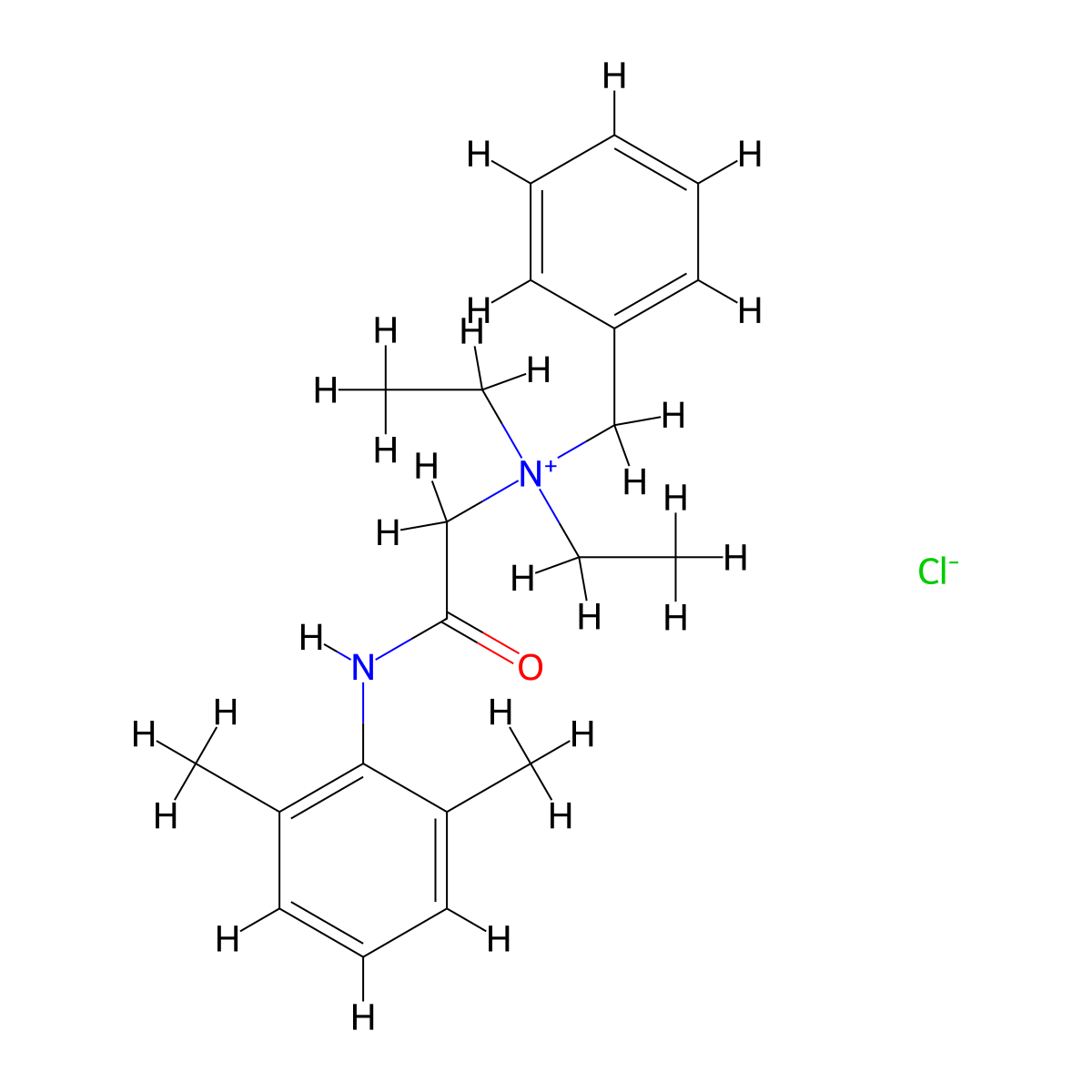 Denatonium chloride molecular structure, CAS 1674-99-3
