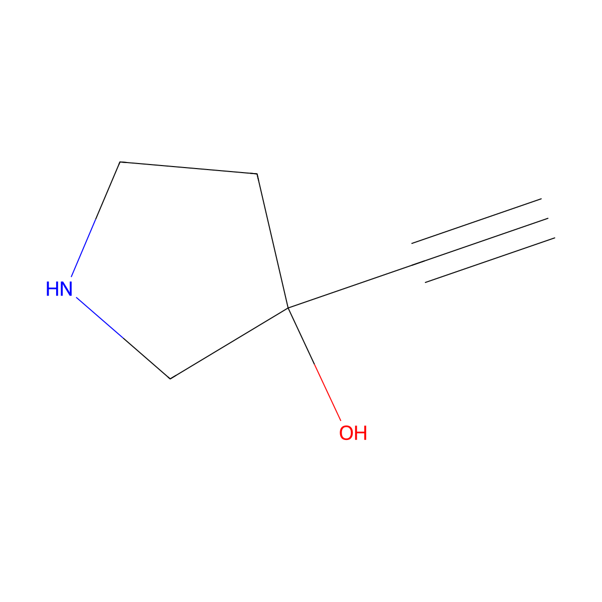 3-Ethynylpyrrolidin-3-ol molecular structure, CAS 167406-88-4