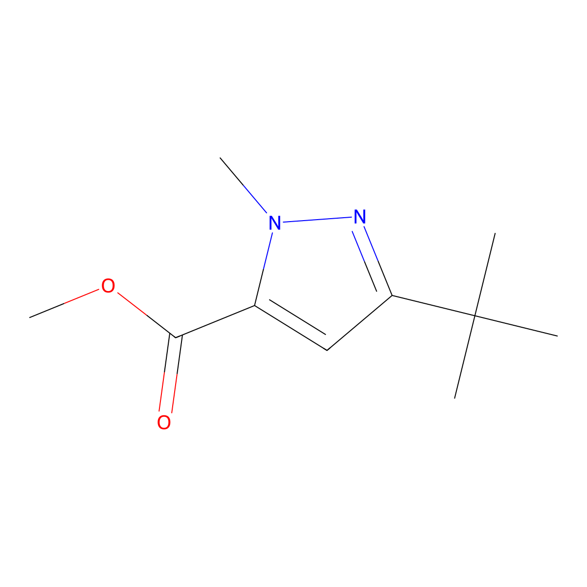 methyl 3-tert-butyl-1-methyl-1H-pyrazole-5-carboxylate molecular structure, CAS 167408-63-1