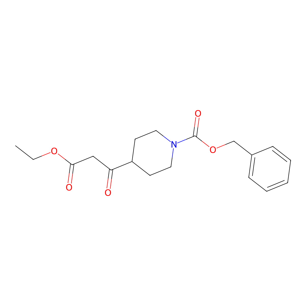 Benzyl 4-(3-ethoxy-3-oxopropanoyl)piperidine-1-carboxylate molecular structure, CAS 167414-75-7