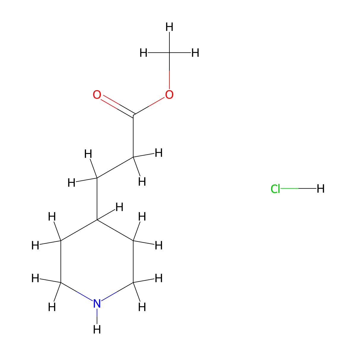 Methyl 3-(piperidin-4-yl)propanoate hydrochloride molecular structure, CAS 167414-87-1