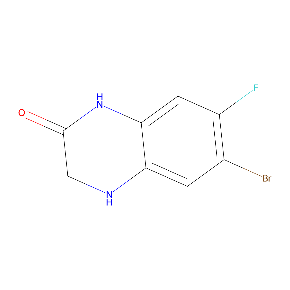 6-Bromo-7-fluoro-3,4-dihydroquinoxalin-2(1H)-one molecular structure, CAS 167415-29-4