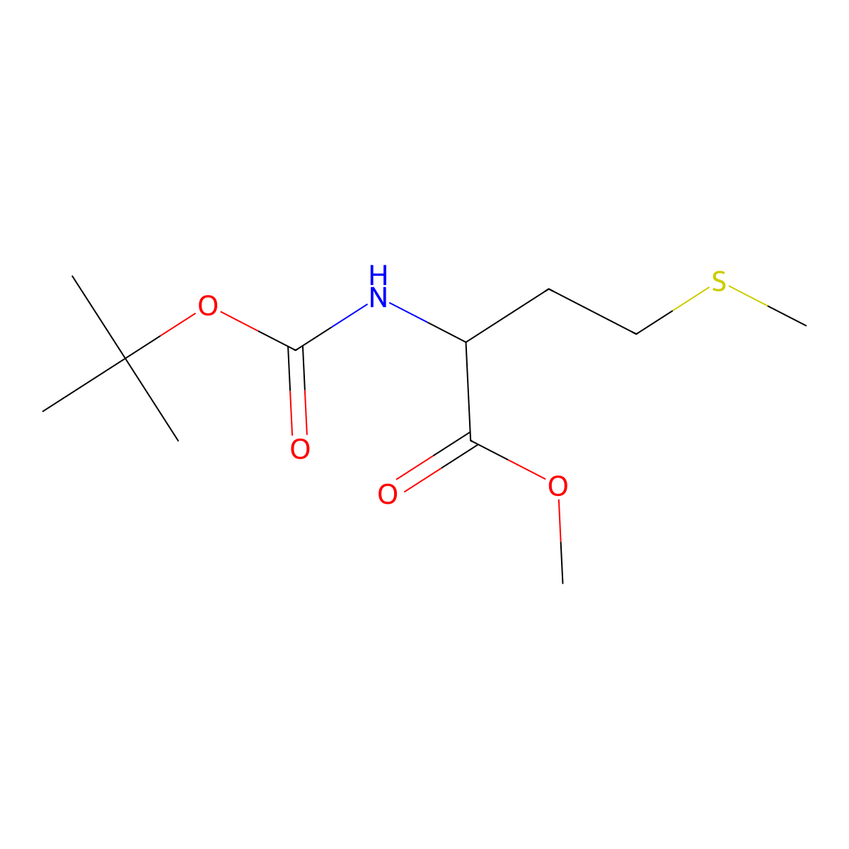 methyl (2R)-2-{[(tert-butoxy)carbonyl]amino}-4-(methylsulfanyl)butanoate molecular structure, CAS 167417-30-3