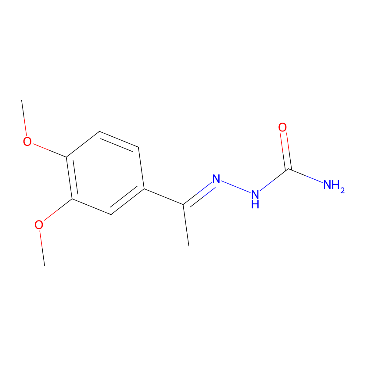 Hydrazinecarboxamide, 2-[1-(3,4-dimethoxyphenyl)ethylidene]- molecular structure, CAS 16742-06-6