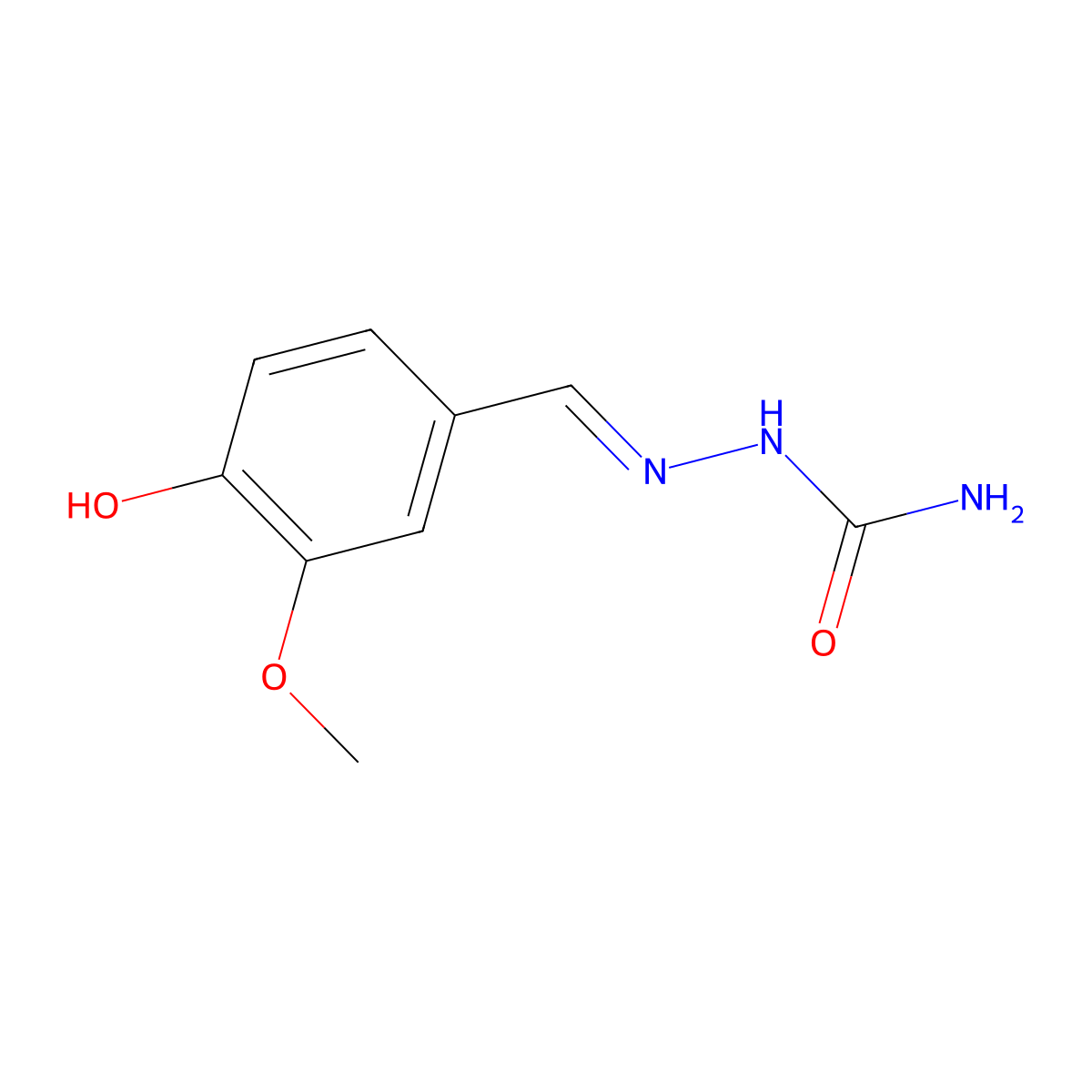 2-((4-Hydroxy-3-methoxyphenyl)methylene)hydrazinecarboxamide molecular structure, CAS 16742-60-2