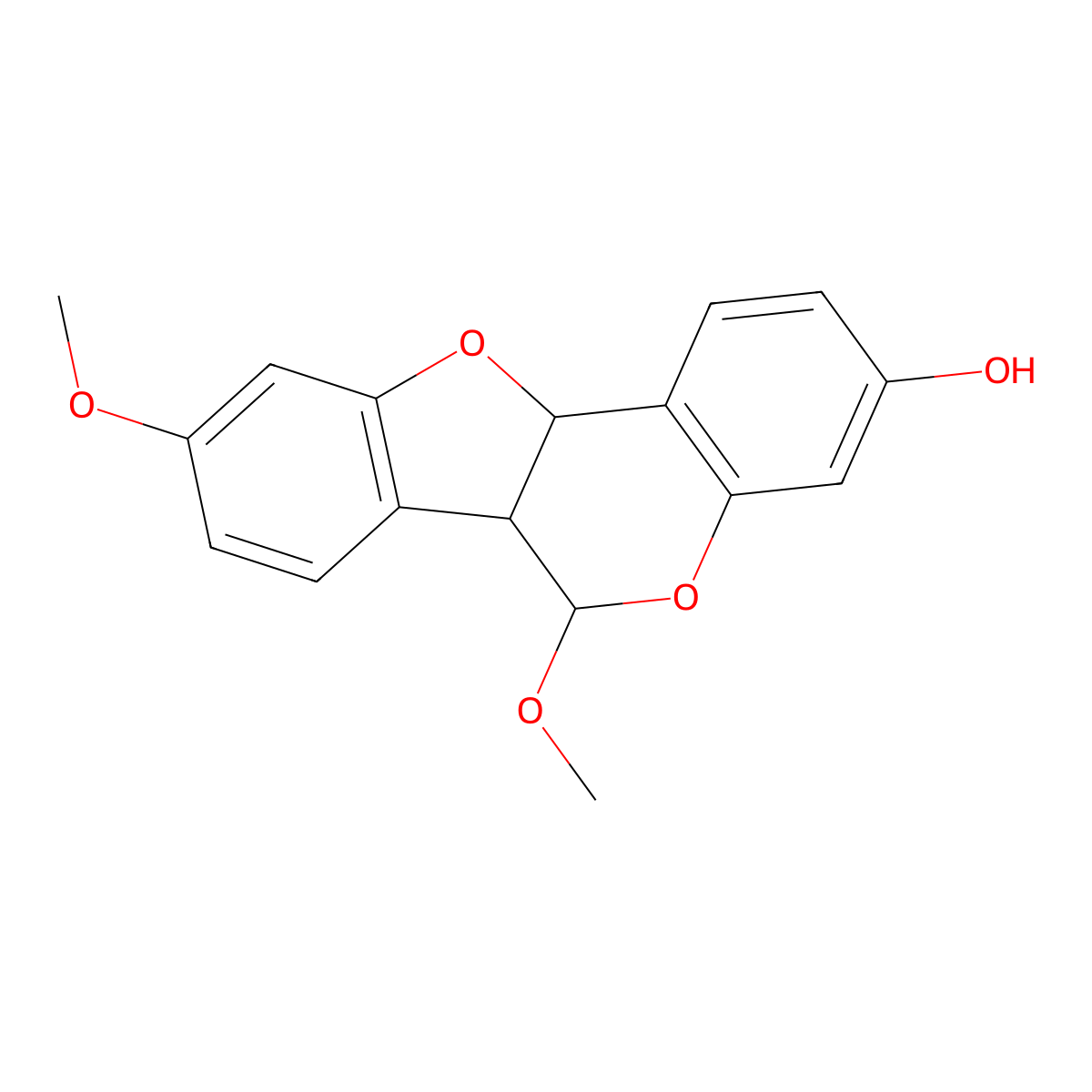 (6S,6As,11aR)-6,9-dimethoxy-6a,11a-dihydro-6H-[1]benzofuro[3,2-c]chromen-3-ol molecular structure, CAS 1674359-82-0
