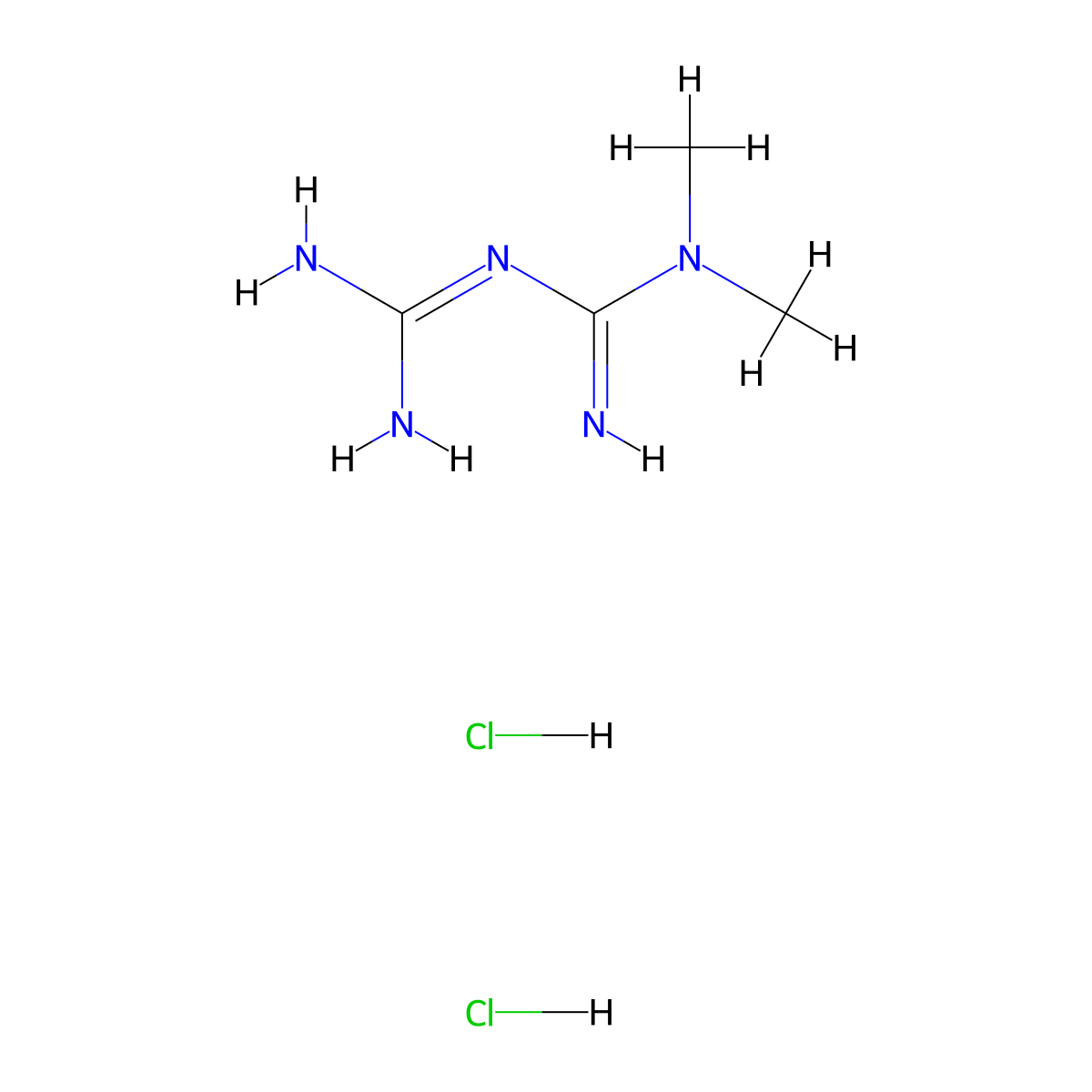 3-(Diaminomethylidene)-1,1-dimethylguanidine;dihydrochloride molecular structure, CAS 1674364-49-8
