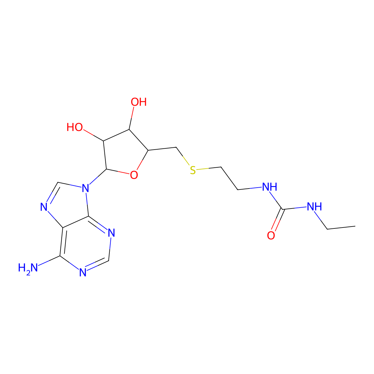 Adenosine, 5'-S-[2-[[(ethylamino)carbonyl]amino]ethyl]-5'-thio- molecular structure, CAS 1674364-87-4