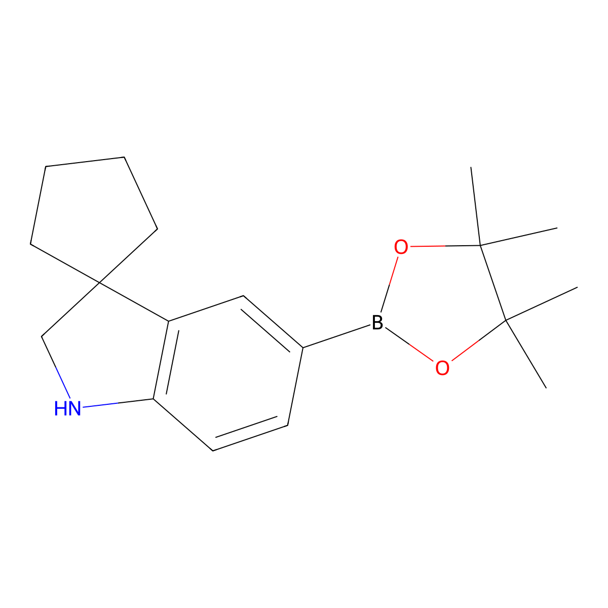 5'-(4,4,5,5-Tetramethyl-1,3,2-dioxaborolan-2-yl)spiro[cyclopentane-1,3'-indoline] molecular structure, CAS 1674373-55-7