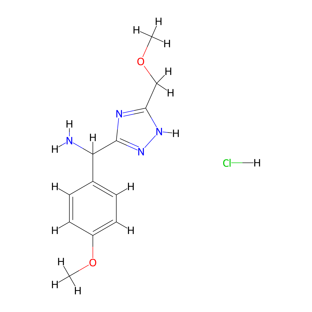 (5-(methoxymethyl)-1H-1,2,4-triazol-3-yl)(4-methoxyphenyl)methanamine hydrochloride molecular structure, CAS 1674389-93-5