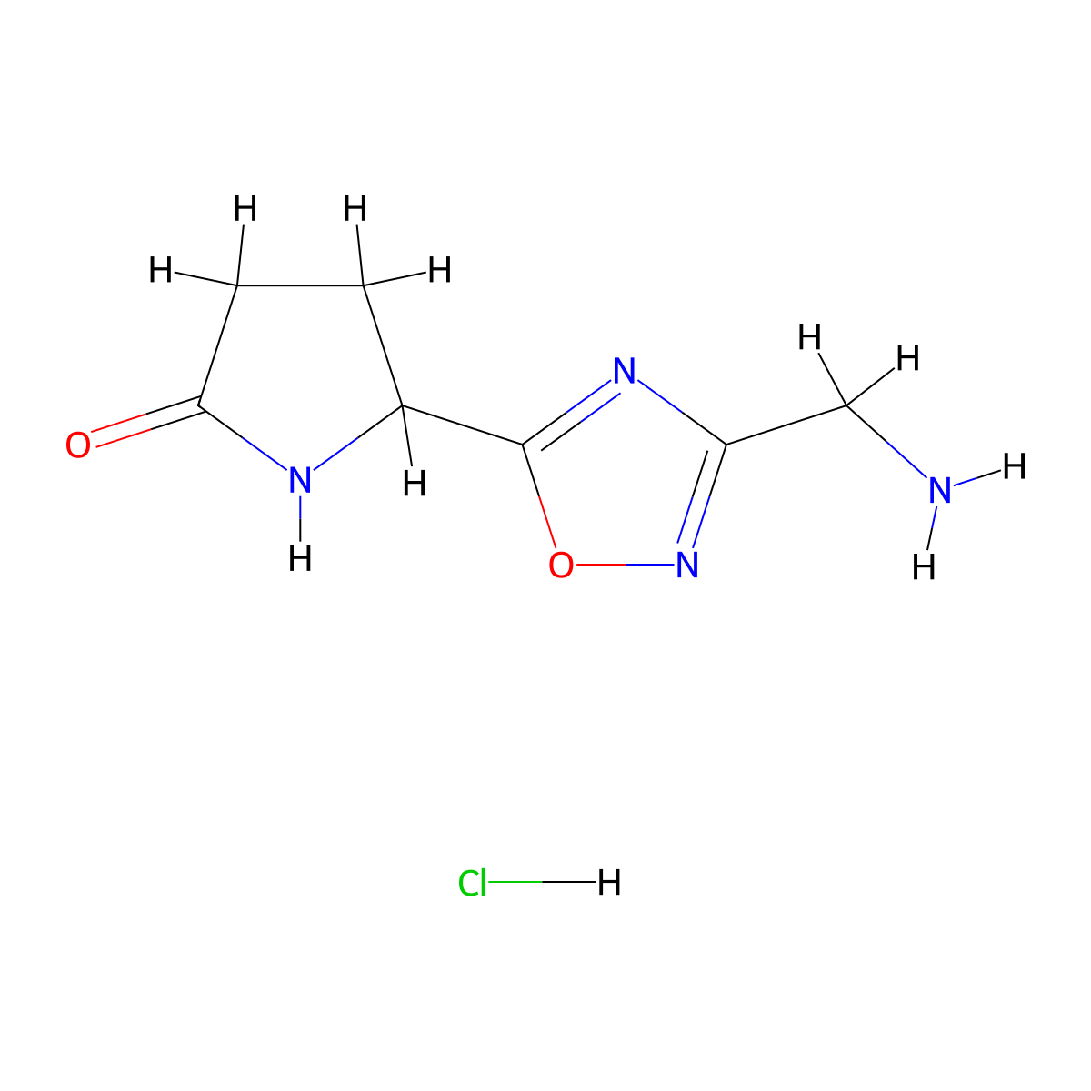 5-(3-(Aminomethyl)-1,2,4-oxadiazol-5-yl)pyrrolidin-2-one hydrochloride molecular structure, CAS 1674389-96-8