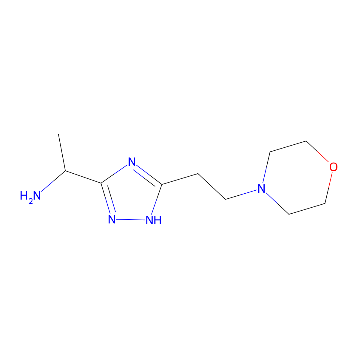 1-{3-[2-(morpholin-4-yl)ethyl]-1H-1,2,4-triazol-5-yl}ethanamine molecular structure, CAS 1674389-97-9
