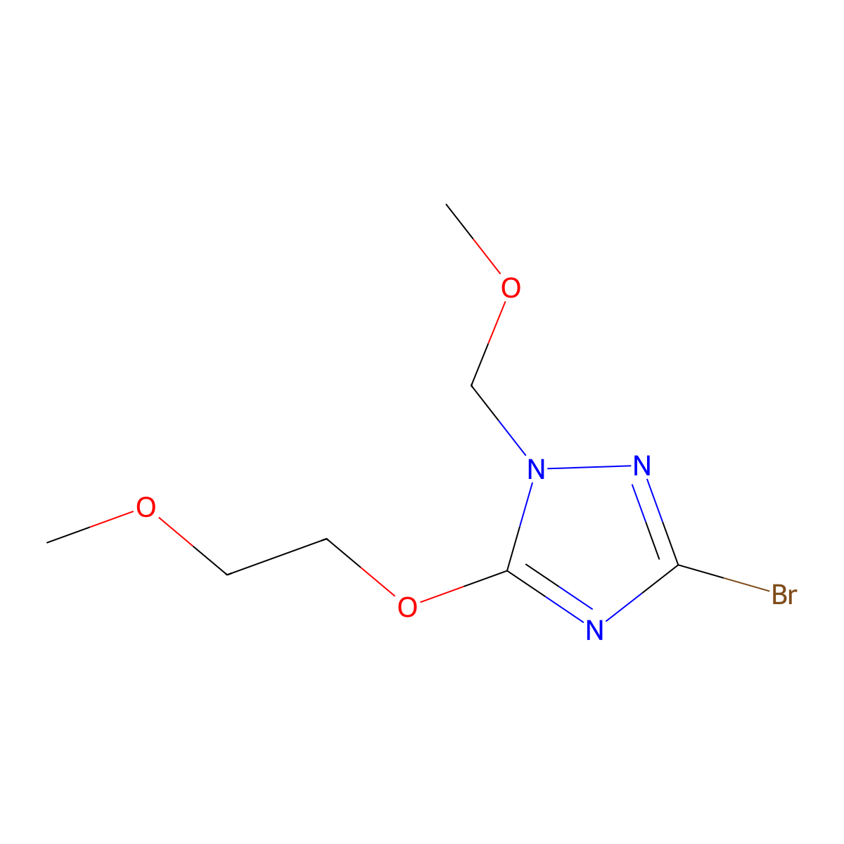3-bromo-5-(2-methoxyethoxy)-1-(methoxymethyl)-1H-1,2,4-triazole molecular structure, CAS 1674389-98-0