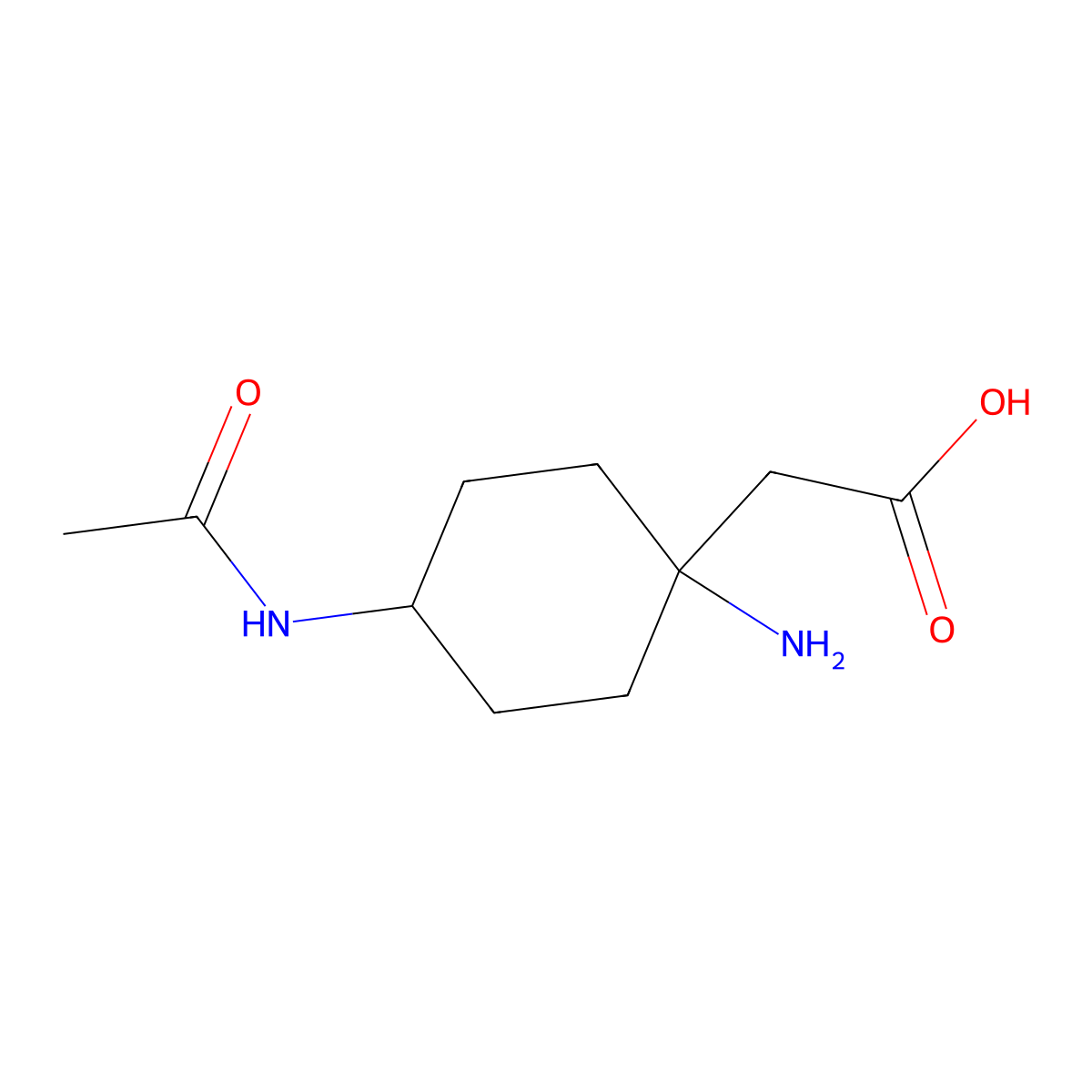 2-(1-Amino-4-acetamidocyclohexyl)acetic acid molecular structure, CAS 1674390-03-4