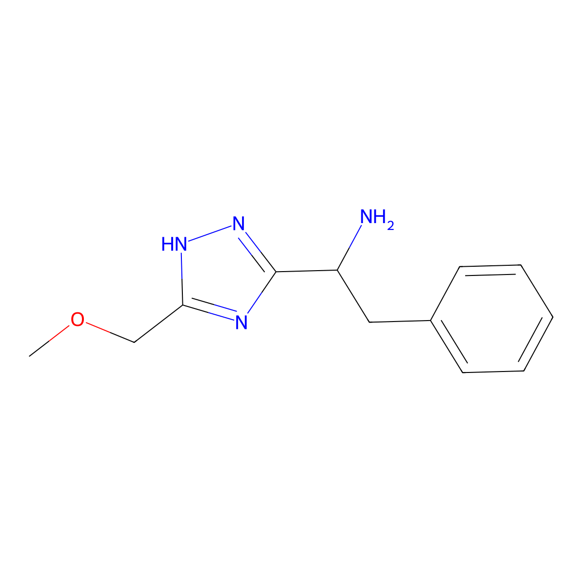 1-[5-(methoxymethyl)-1H-1,2,4-triazol-3-yl]-2-phenylethanamine molecular structure, CAS 1674390-07-8