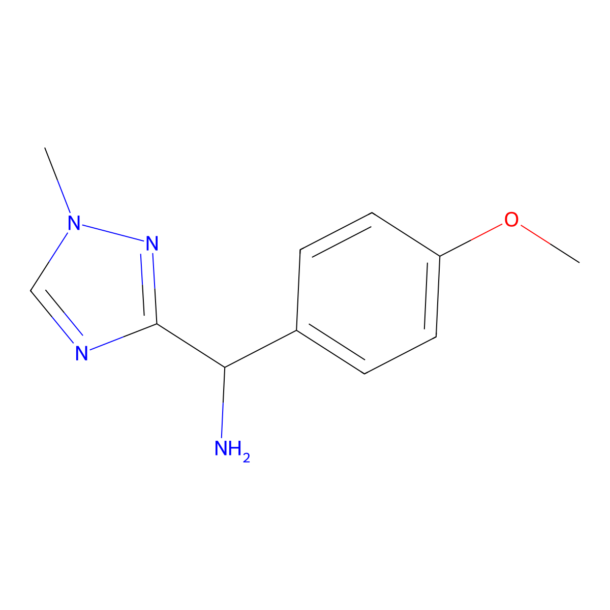 1-(4-methoxyphenyl)-1-(1-methyl-1H-1,2,4-triazol-3-yl)methanamine molecular structure, CAS 1674433-84-1