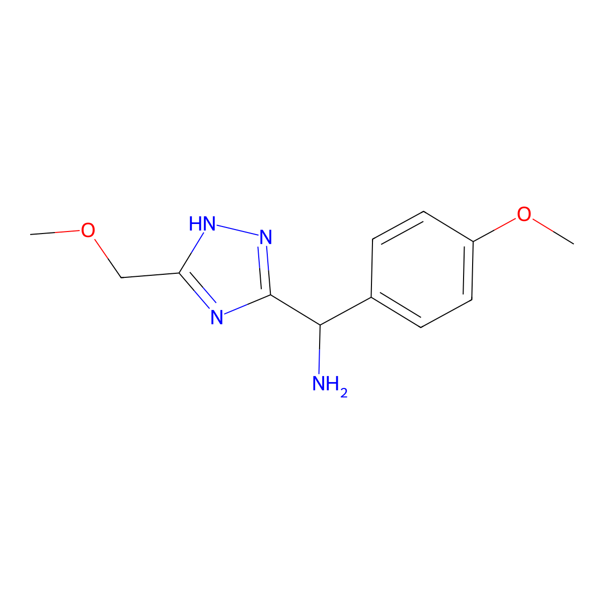 (5-(Methoxymethyl)-1H-1,2,4-triazol-3-yl)(4-methoxyphenyl)methanamine molecular structure, CAS 1674433-86-3