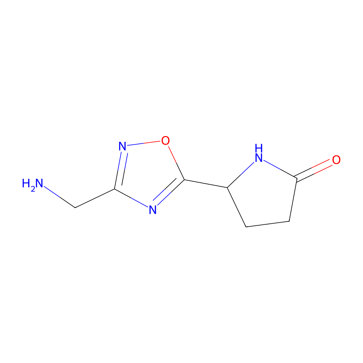 5-(3-(Aminomethyl)-1,2,4-oxadiazol-5-yl)pyrrolidin-2-one molecular structure, CAS 1674433-87-4