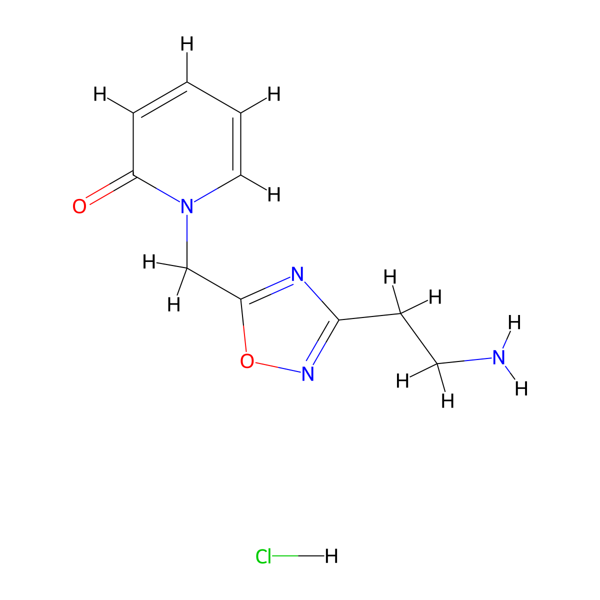 1-((3-(2-aminoethyl)-1,2,4-oxadiazol-5-yl)methyl)pyridin-2(1H)-one hydrochloride molecular structure, CAS 1674433-88-5