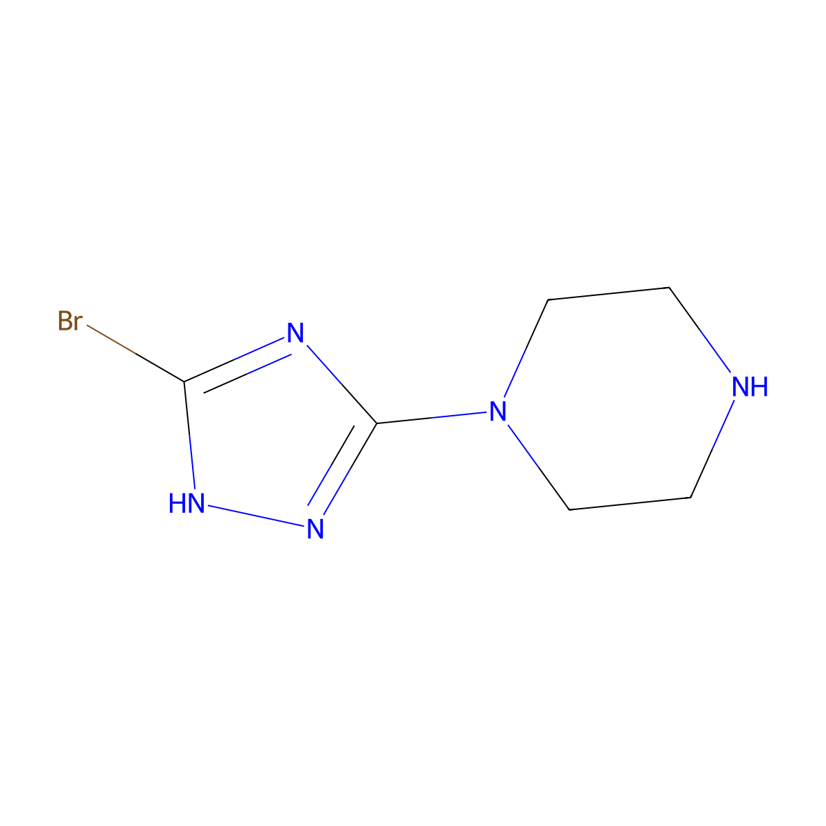 1-(5-bromo-1H-1,2,4-triazol-3-yl)piperazine molecular structure, CAS 1674433-89-6