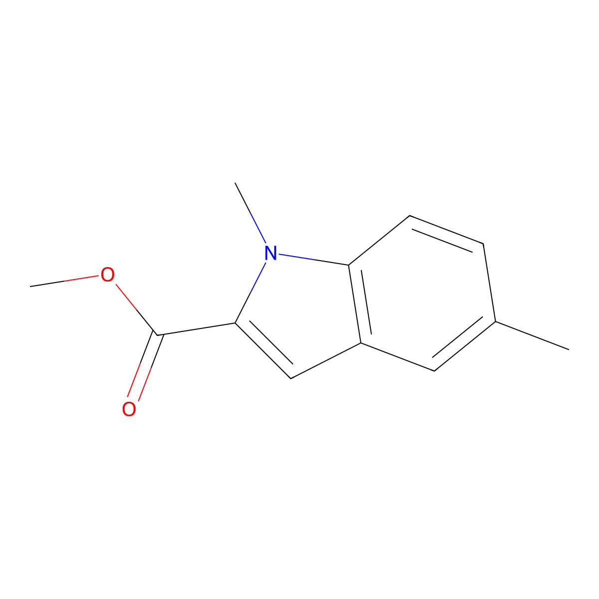 methyl 1,5-dimethyl-1H-indole-2-carboxylate molecular structure, CAS 167478-82-2