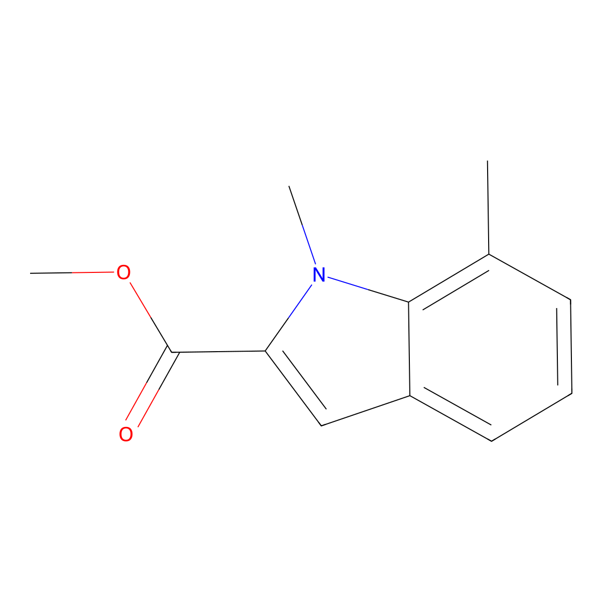 1H-Indole-2-carboxylic acid, 1,7-dimethyl-, methyl ester molecular structure, CAS 167478-84-4