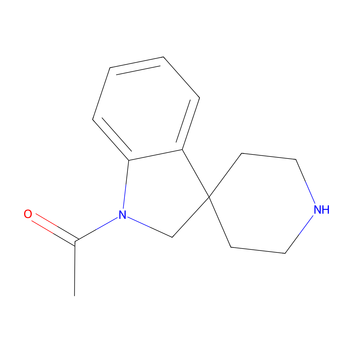 1-(Spiro[indoline-3,4'-piperidin]-1-yl)ethanone molecular structure, CAS 167484-19-7