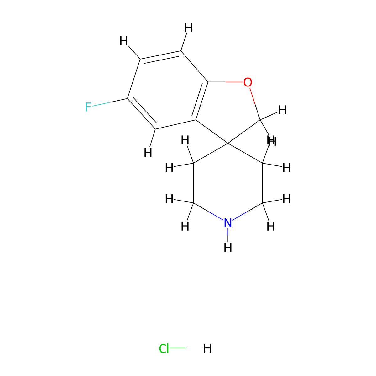 5-Fluoro-2H-spiro[1-benzofuran-3,4'-piperidine]hydrochloride molecular structure, CAS 167484-65-3