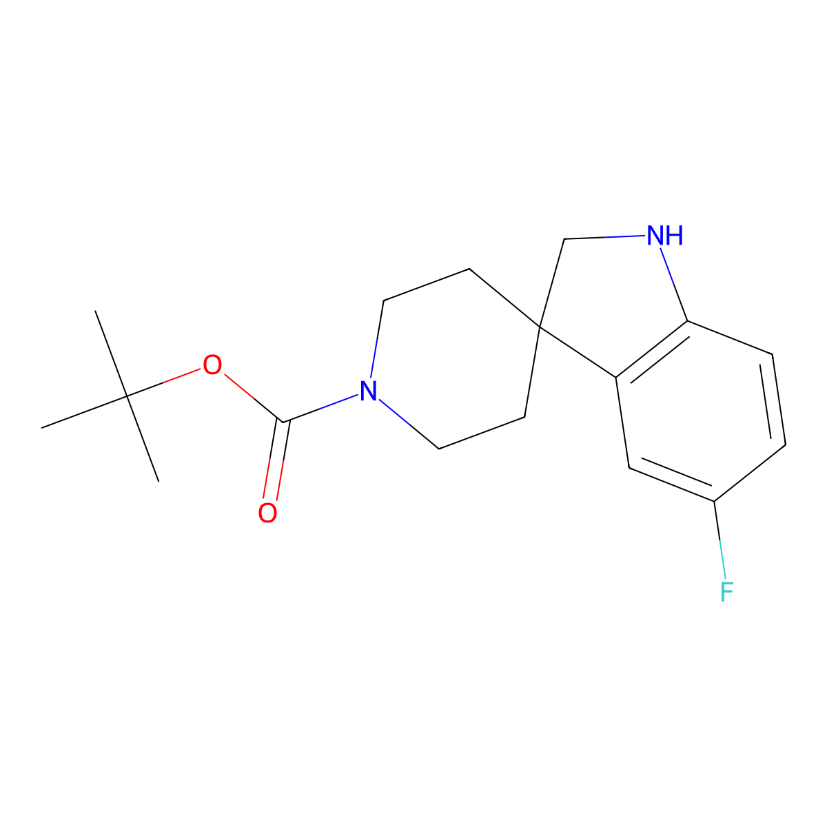Tert-butyl 5-fluorospiro[indoline-3,4'-piperidine]-1'-carboxylate molecular structure, CAS 167484-91-5