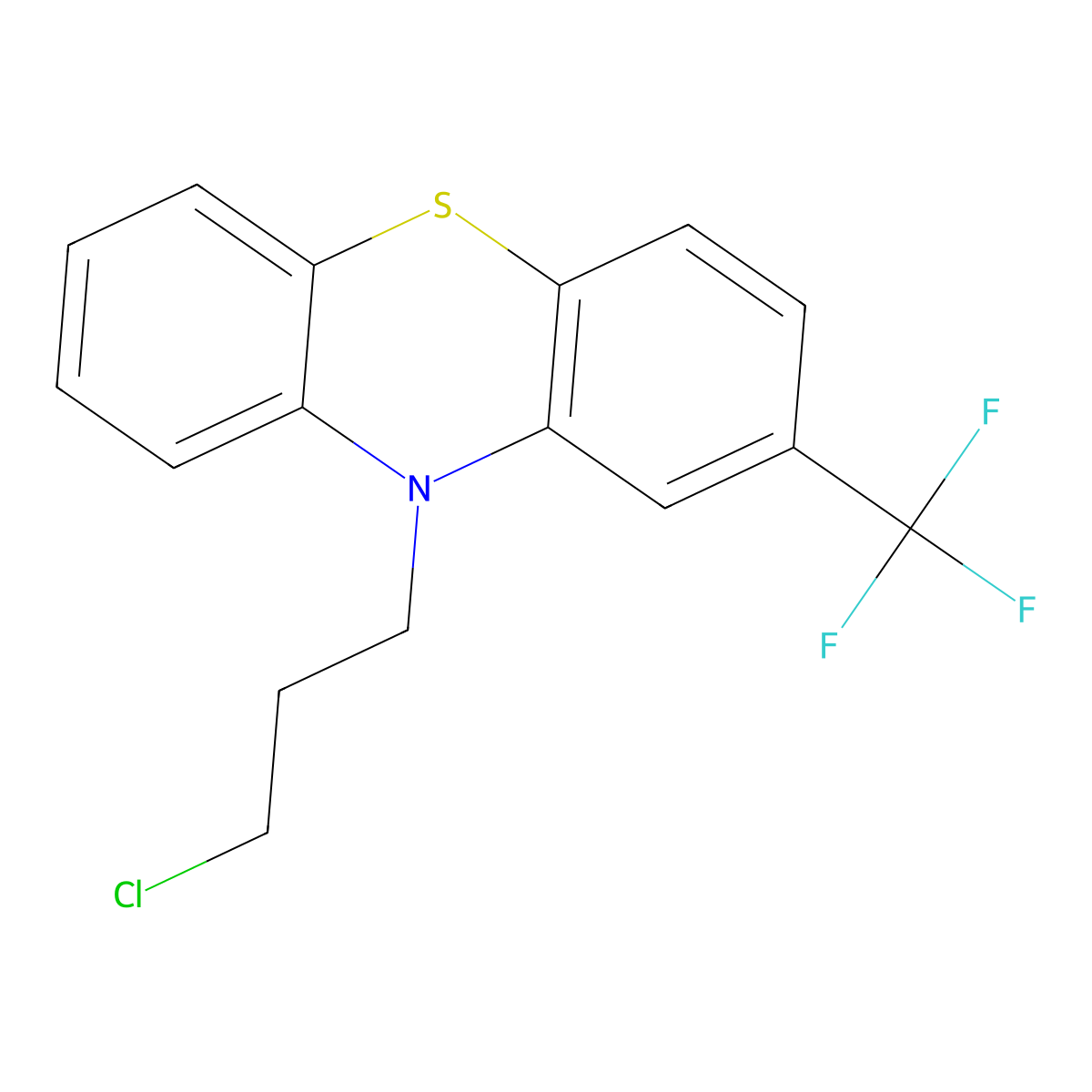 10-(3-Chloropropyl)-2-(trifluoromethyl)-10H-phenothiazine molecular structure, CAS 1675-46-3