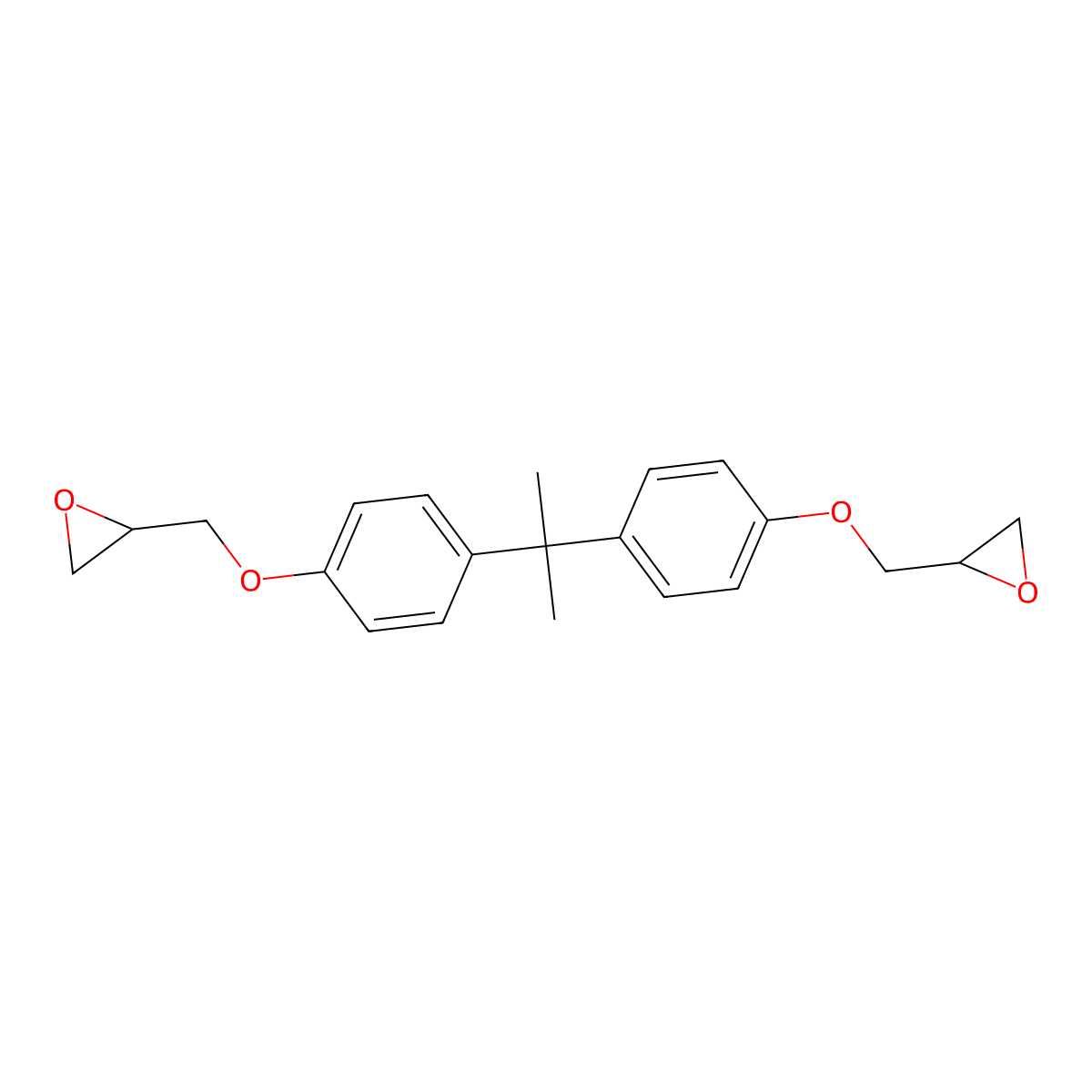 Bisphenol A diglycidyl ether molecular structure, CAS 1675-54-3