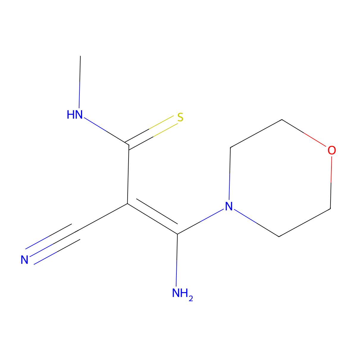(2E)-3-amino-2-cyano-N-methyl-3-(morpholin-4-yl)prop-2-enethioamide molecular structure, CAS 167501-37-3