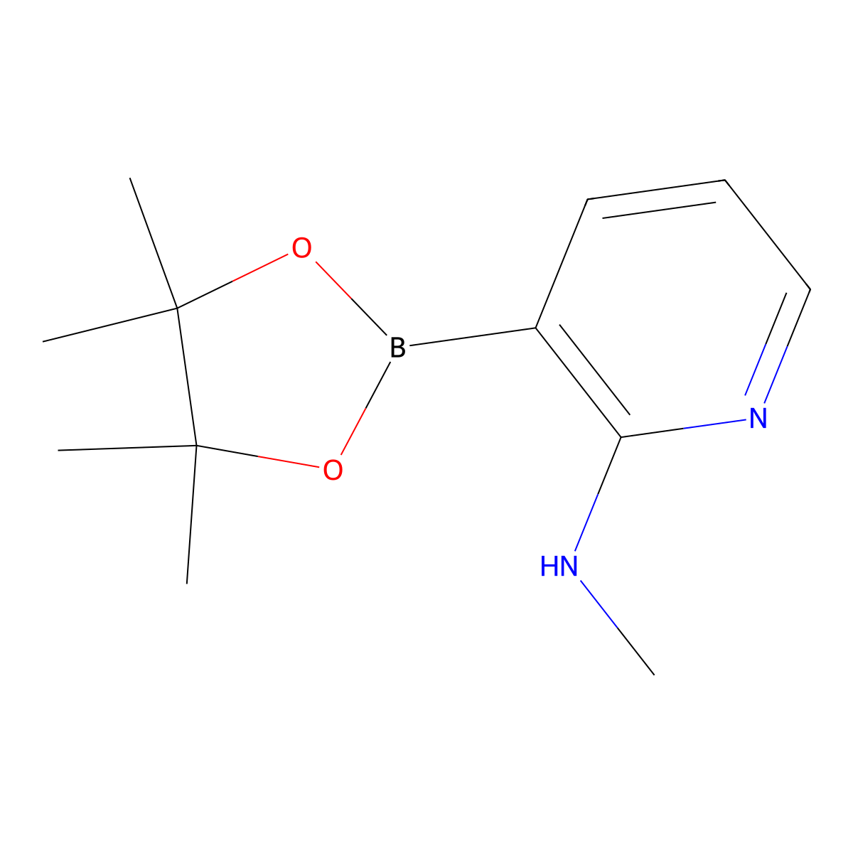 N-Methyl-3-(4,4,5,5-tetramethyl-1,3,2-dioxaborolan-2-YL)pyridin-2-amine molecular structure, CAS 1675109-67-7