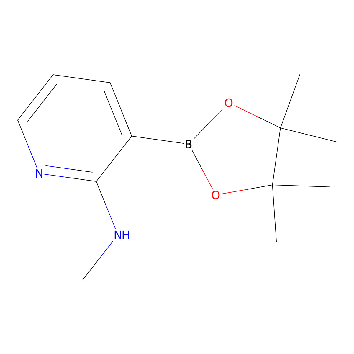 N-Methyl-3-(4,4,5,5-tetramethyl-1,3,2-dioxaborolan-2-YL)pyridin-2-amine molecular structure, CAS 1675109-67-7