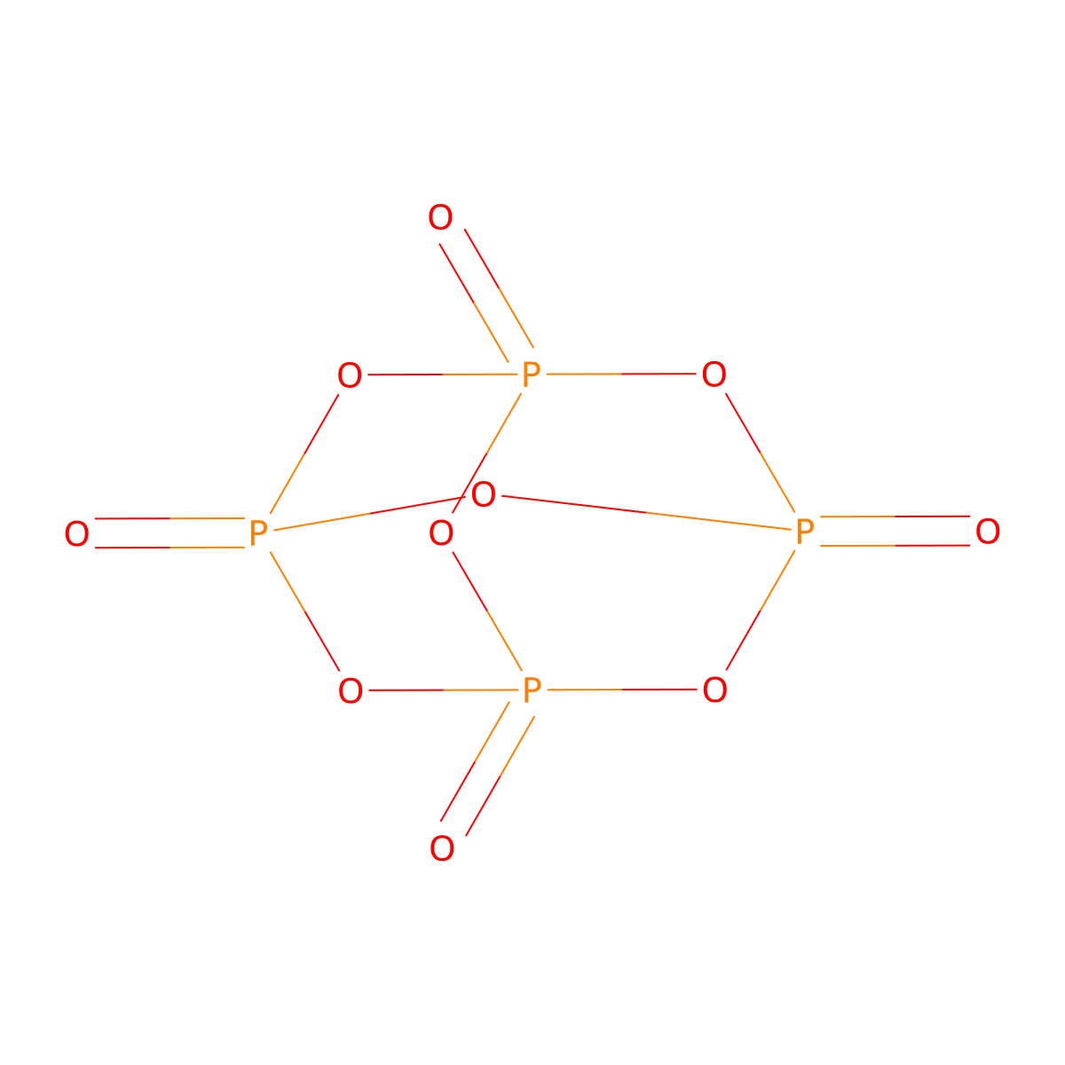 Phosphorus oxide (P4O10) molecular structure, CAS 16752-60-6