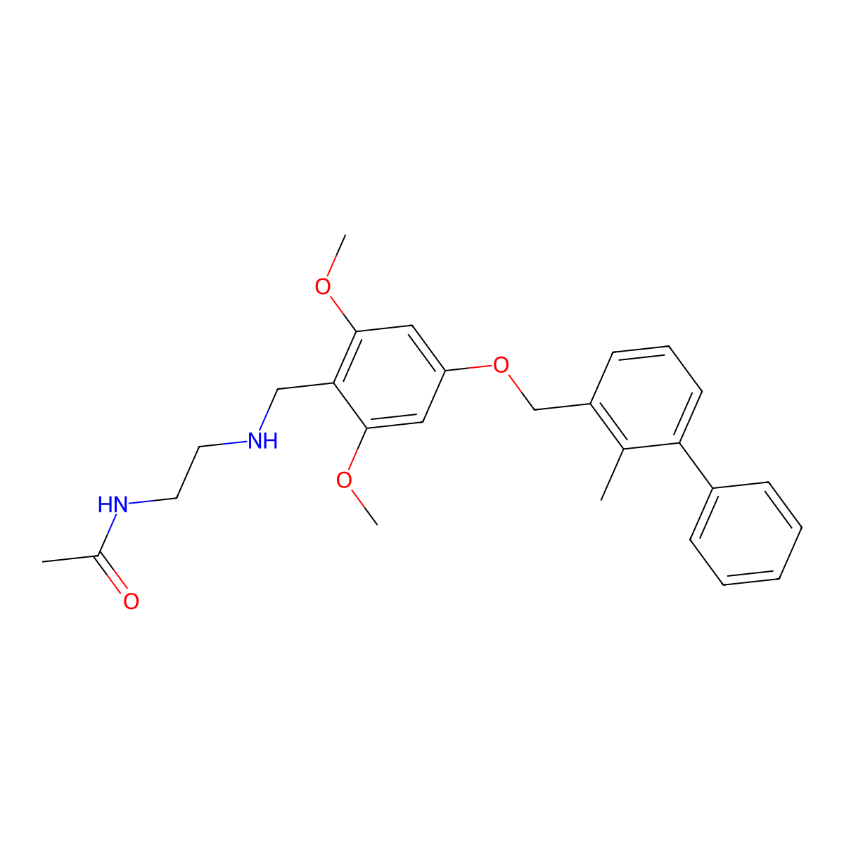 N-(2-((2,6-Dimethoxy-4-((2-methyl-[1,1'-biphenyl]-3-yl)methoxy)benzyl)amino)ethyl)acetamide molecular structure, CAS 1675202-20-6