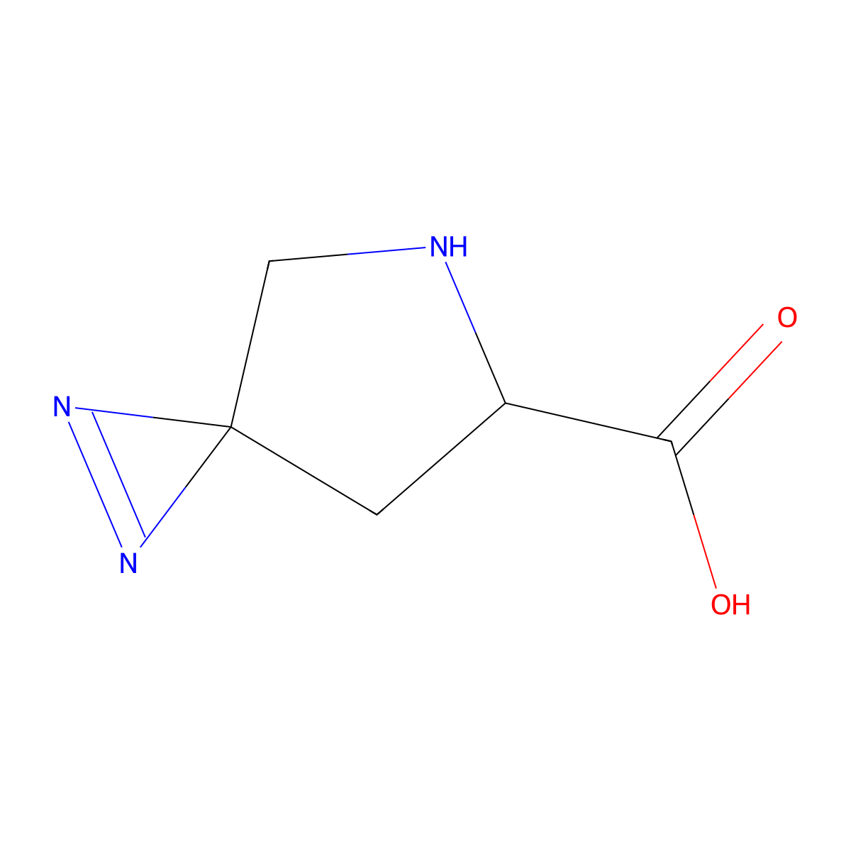 (6S)-1,2,5-triazaspiro[2.4]hept-1-ene-6-carboxylic acid molecular structure, CAS 1675206-55-9