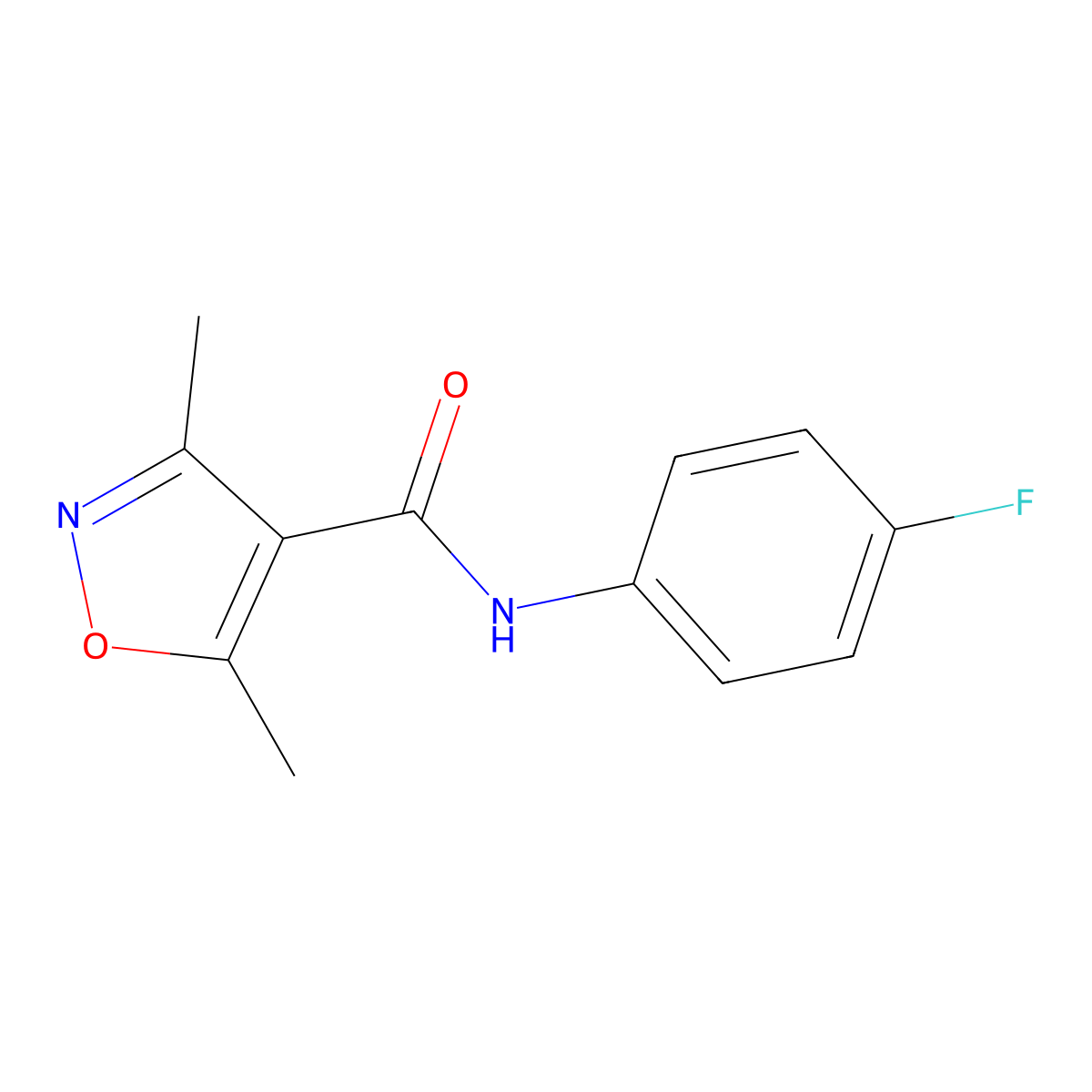 N-(4-fluorophenyl)-3,5-dimethyl-1,2-oxazole-4-carboxamide molecular structure, CAS 167538-01-4