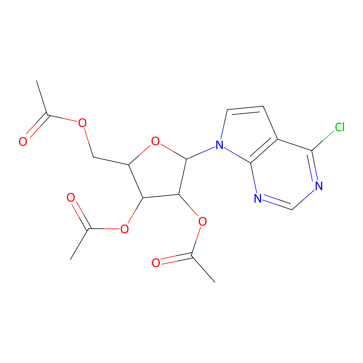(2R,3R,4R,5R)-2-(Acetoxymethyl)-5-(4-chloro-7H-pyrrolo[2,3-d]pyrimidin-7-yl)tetrahydrofuran-3,4-diyl diacetate molecular structure, CAS 16754-79-3