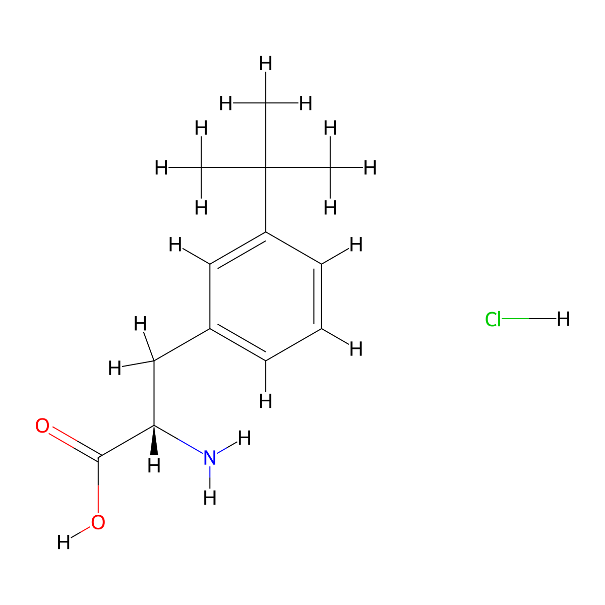 (S)-2-Amino-3-(3-(tert-butyl)phenyl)propanoic acid hydrochloride molecular structure, CAS 167551-27-1