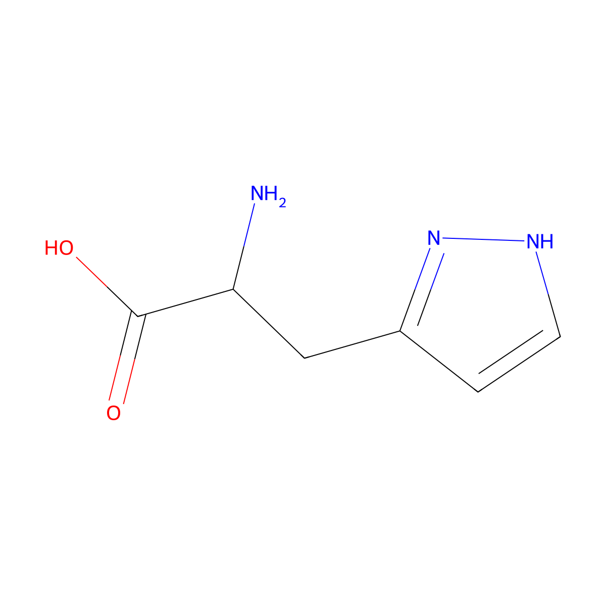 2-amino-3-(1H-pyrazol-5-yl)propanoic acid molecular structure, CAS 16757-63-4