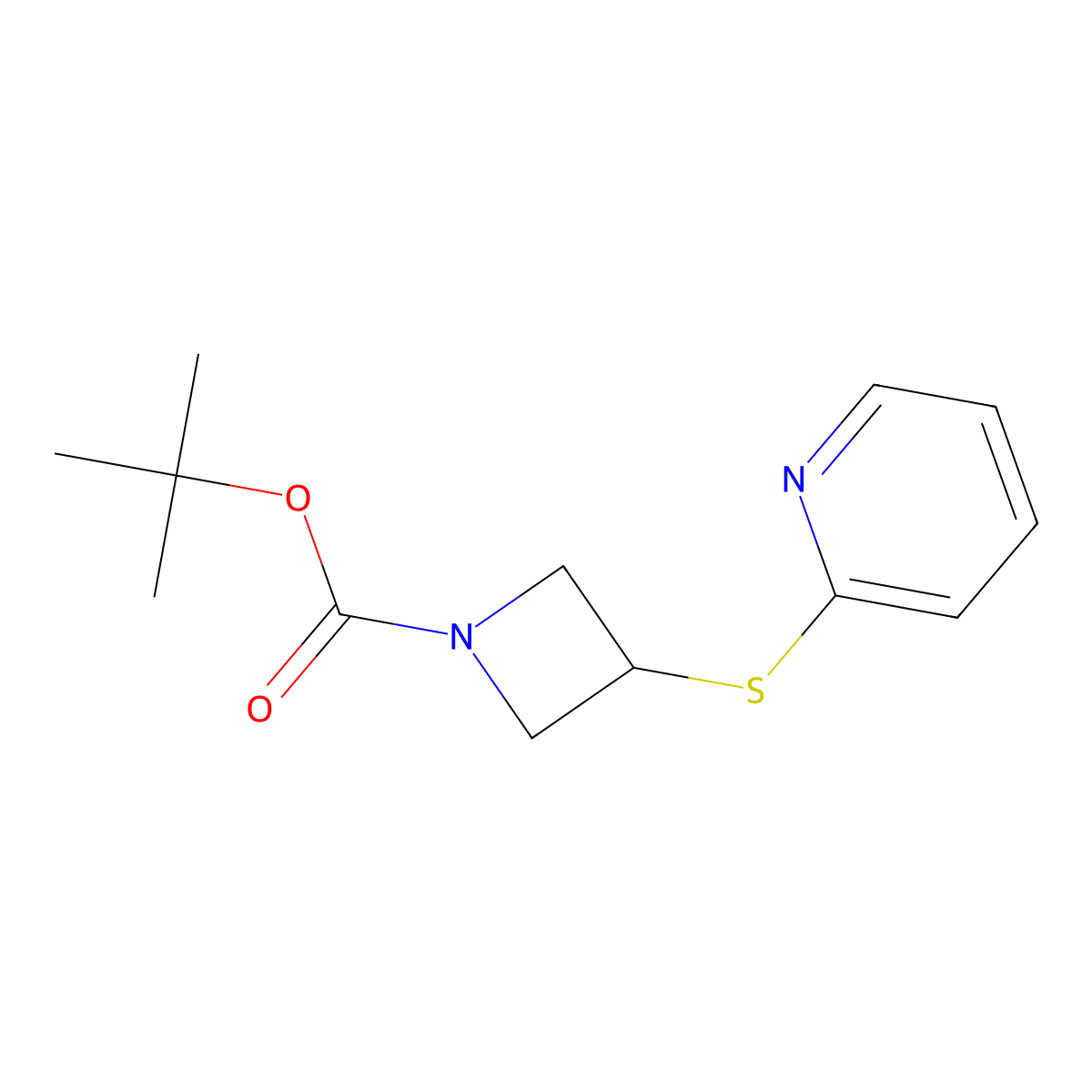 Tert-butyl 3-(pyridin-2-ylthio)azetidine-1-carboxylate molecular structure, CAS 1675910-85-6