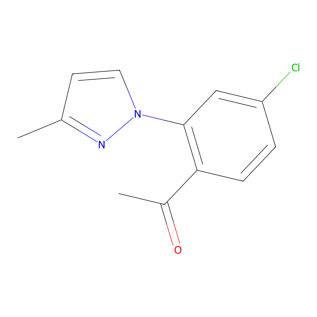 1-(4-Chloro-2-(3-methyl-1H-pyrazol-1-yl)phenyl)ethanone molecular structure, CAS 1675968-60-1