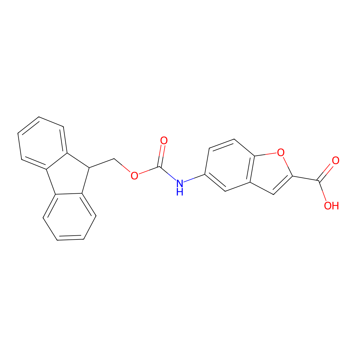 5-{[(9H-fluoren-9-ylmethoxy)carbonyl]amino}-1-benzofuran-2-carboxylic acid molecular structure, CAS 1675984-44-7