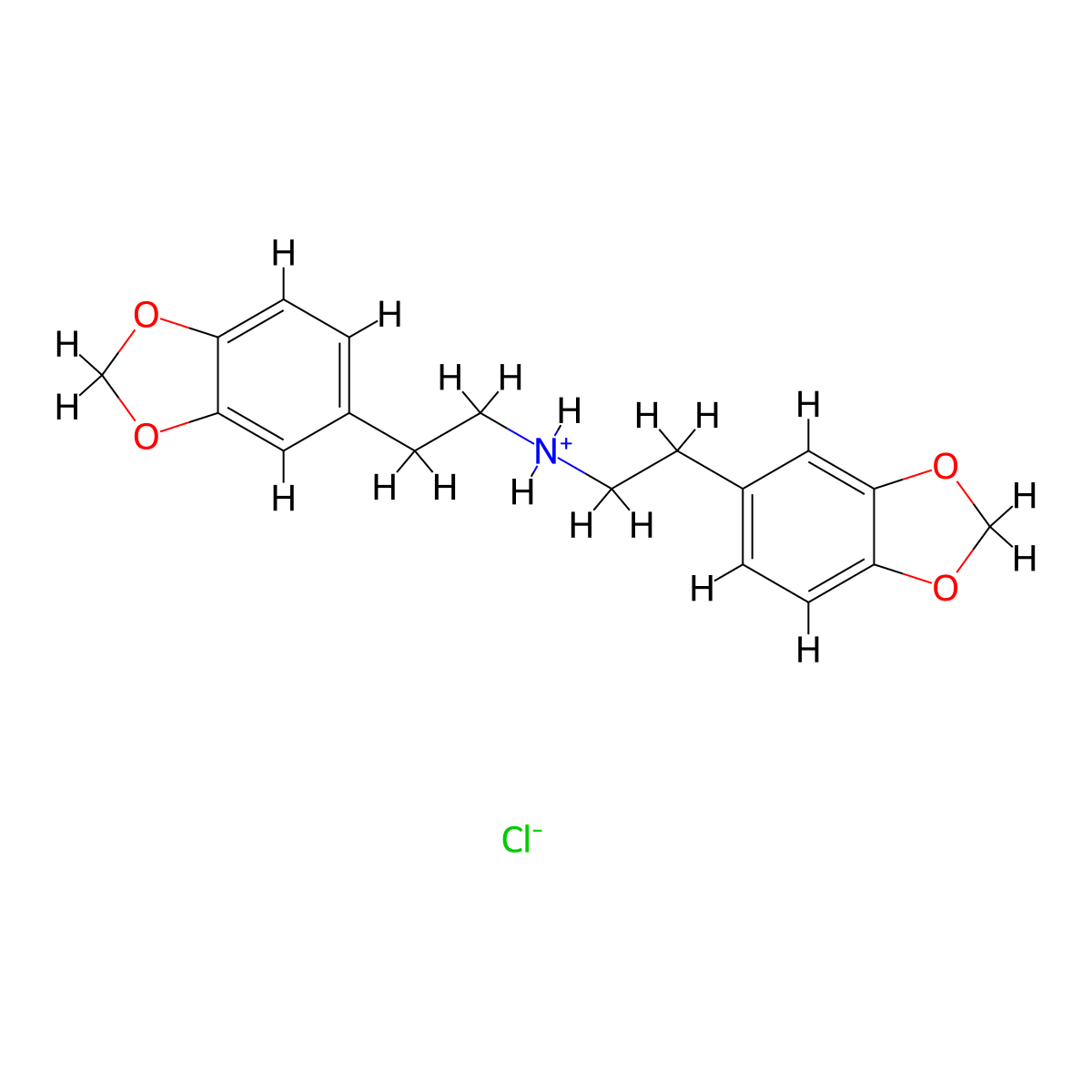Diphenethylamine, 3,3',4,4'-bis(methylenedioxy)-, hydrochloride molecular structure, CAS 1676-52-4