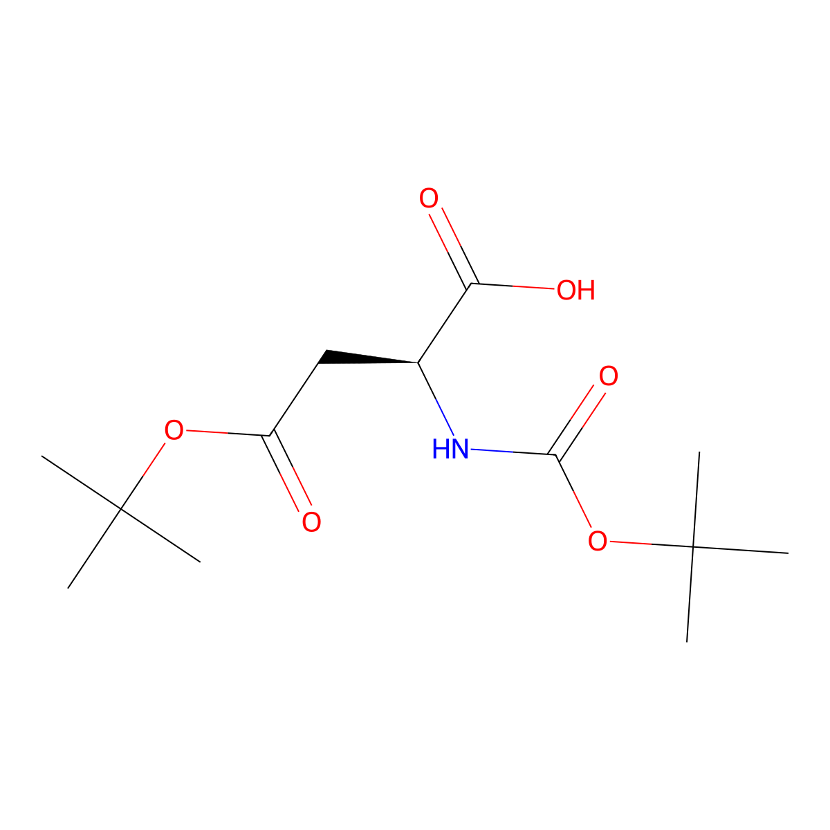 Boc-Asp(OtBu)-OH molecular structure, CAS 1676-90-0